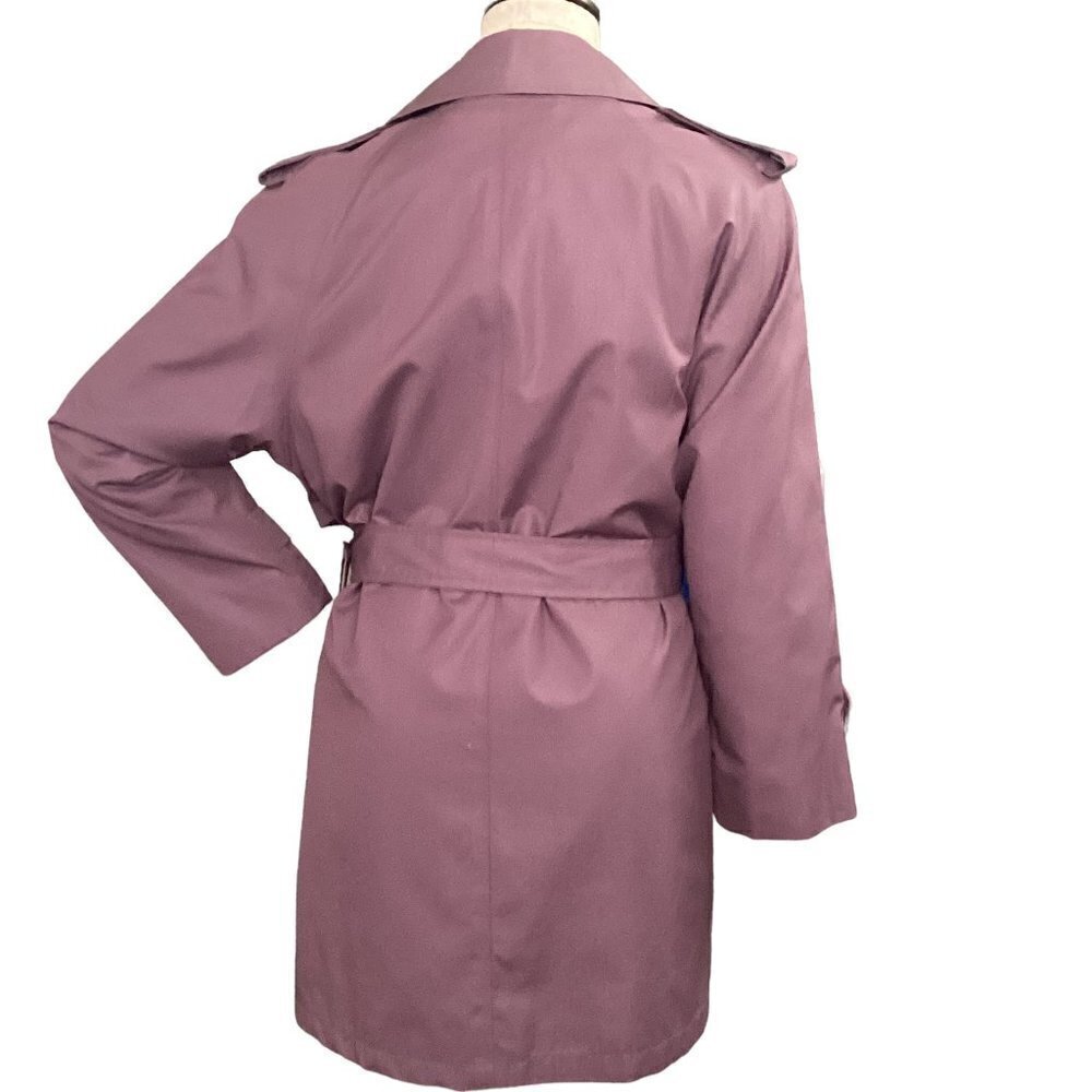 VTG 80s London Towne Trench Coat Zip Out Plush Lining Sz 8 Mauve 171F - Picture 6 of 13